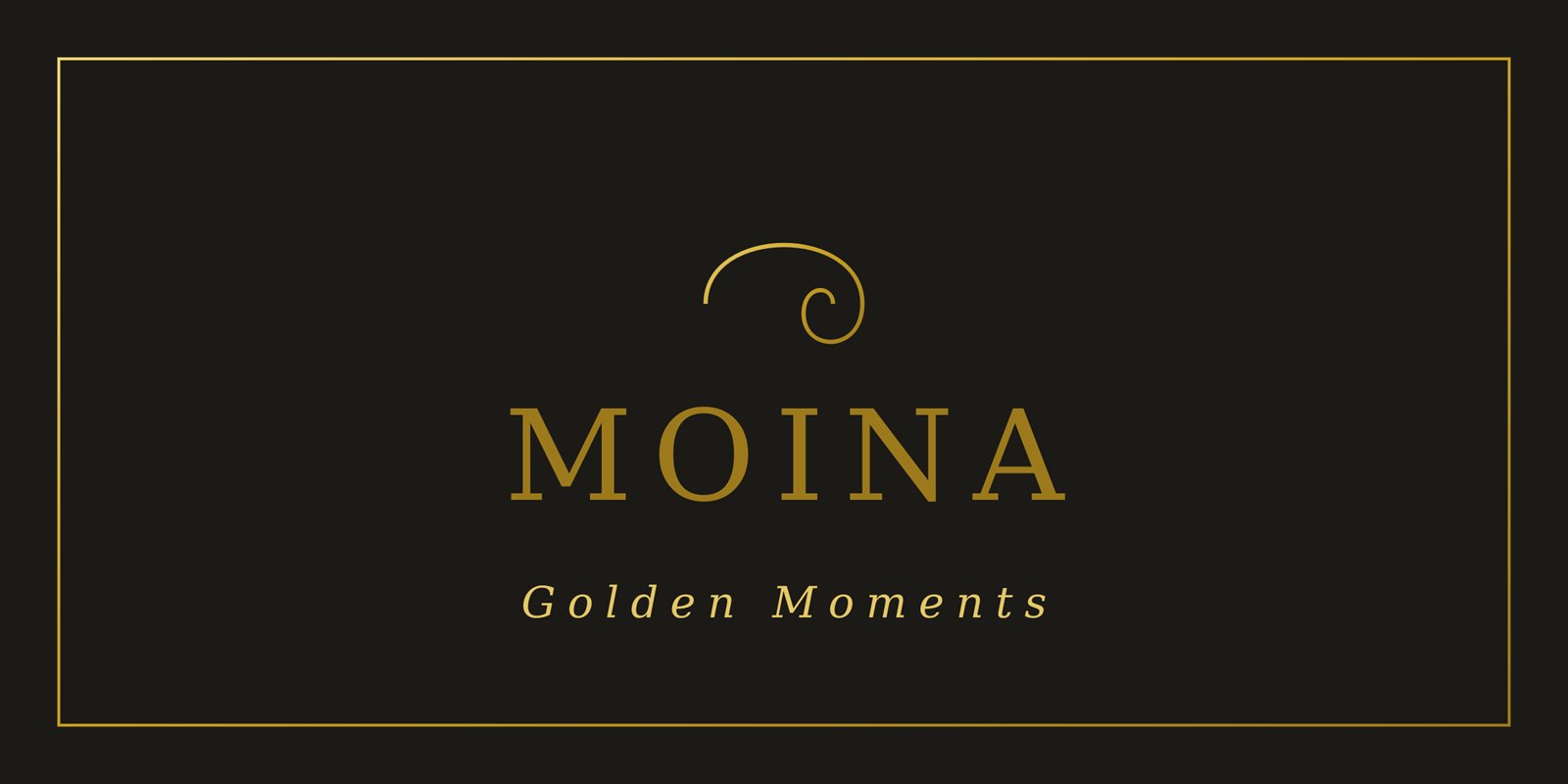 Logo MOINA – Golden Moments in Gold auf Anthrazit
